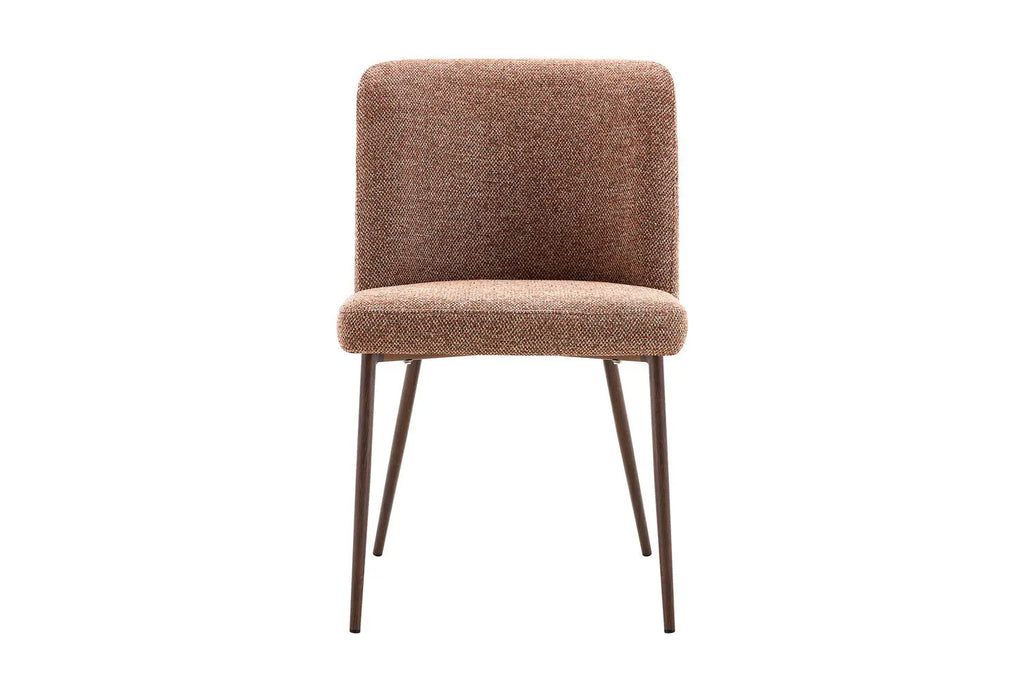 Chaise de salle à manger ALYX, tissu rouille, pied noyer