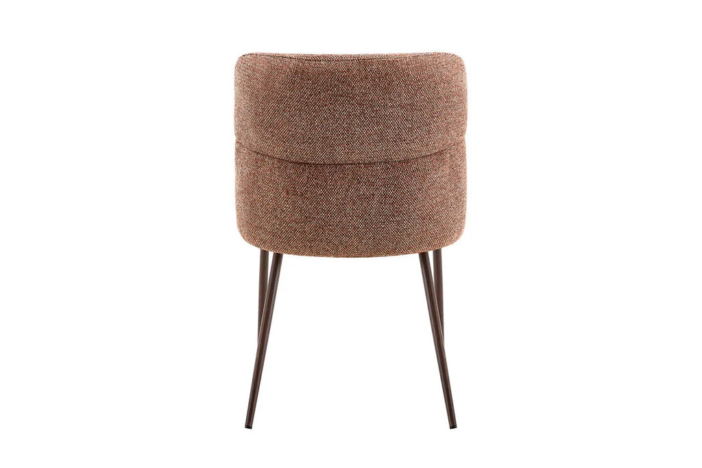 Chaise de salle à manger ALYX, tissu rouille, pied noyer