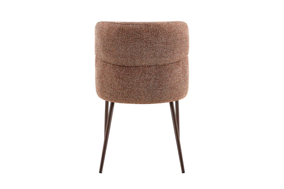 Chaise de salle à manger ALYX, tissu rouille, pied noyer