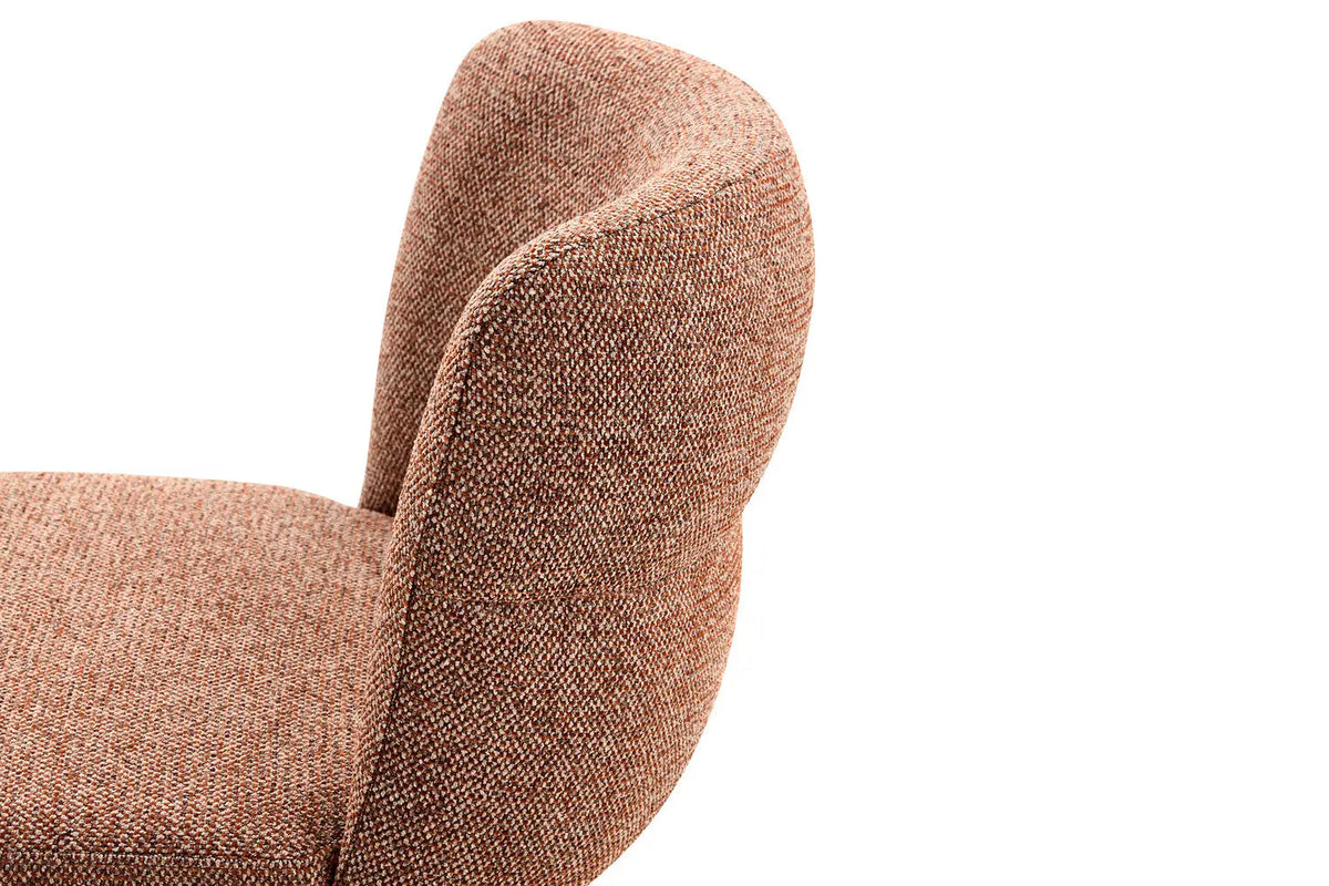 Chaise de salle à manger ALYX, tissu rouille, pied noyer
