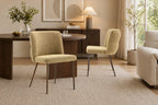 Chaise de salle à manger ALYX, tissu jaune, pied noyer