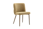 Chaise de salle à manger ALYX, tissu jaune, pied noyer