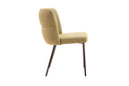 Chaise de salle à manger ALYX, tissu jaune, pied noyer