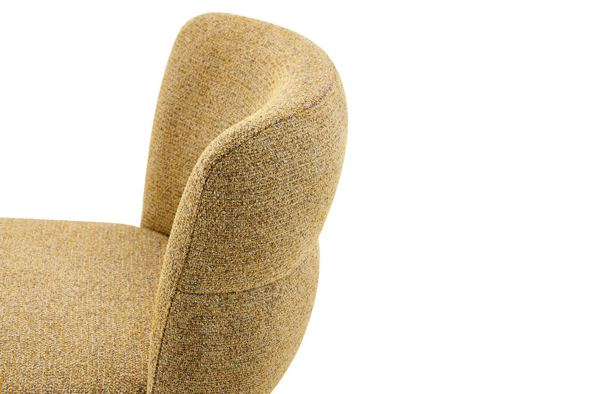 Chaise de salle à manger ALYX, tissu jaune, pied noyer