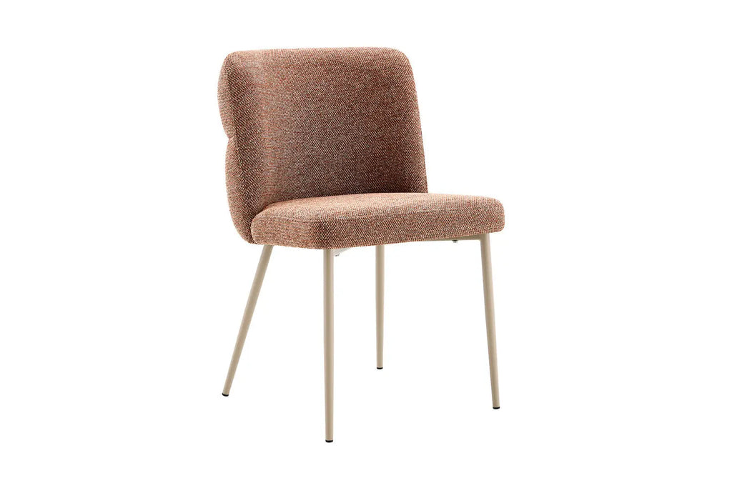 Chaise de salle à manger ALYX, tissu rouille, pied beige