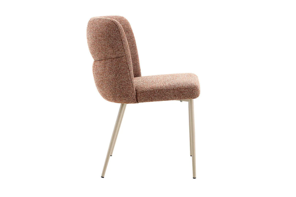Chaise de salle à manger ALYX, tissu rouille, pied beige