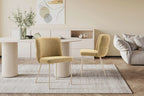 Chaise de salle à manger ALYX, tissu jaune, pied beige