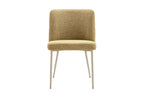 Chaise de salle à manger ALYX, tissu jaune, pied beige