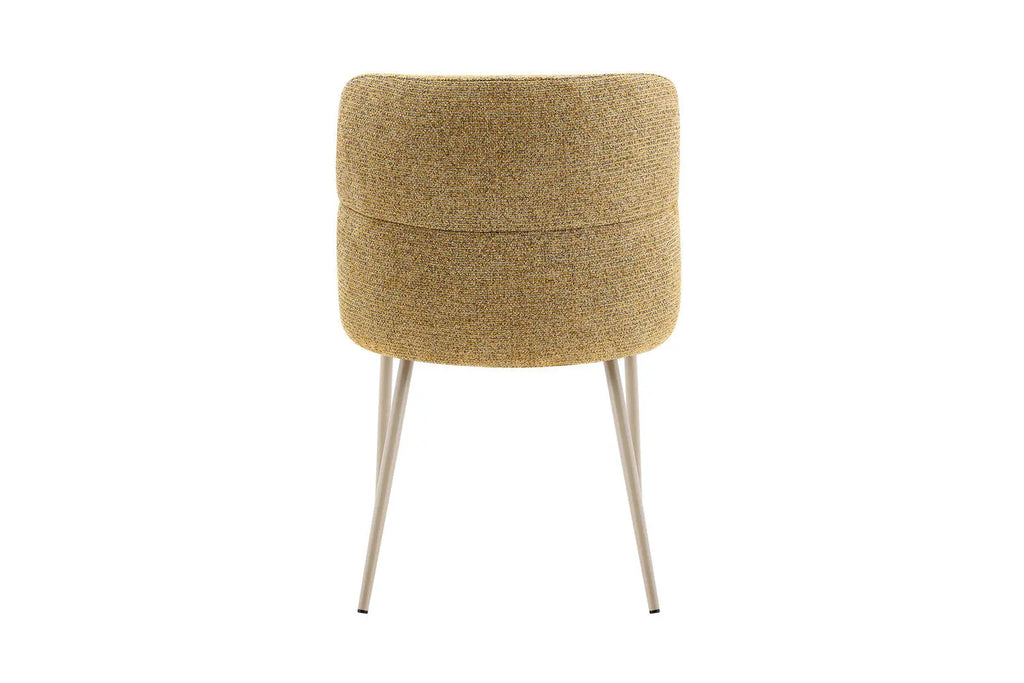 Chaise de salle à manger ALYX, tissu jaune, pied beige