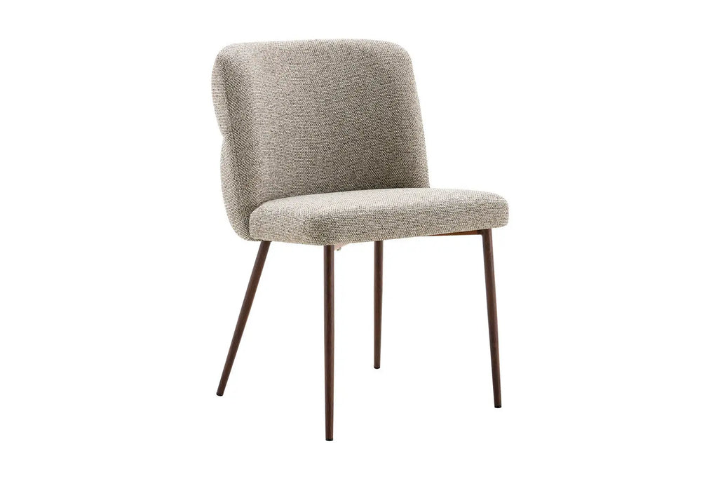 Chaise de salle à manger ALYX, tissu poivre, pied noyer