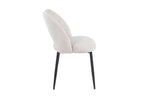 Chaise de salle à manger ARLA en tissu ecru, piètement métal noir — vue de profil