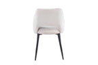 Chaise de salle à manger ARLA en tissu ecru, piètement métal noir — vue de dos