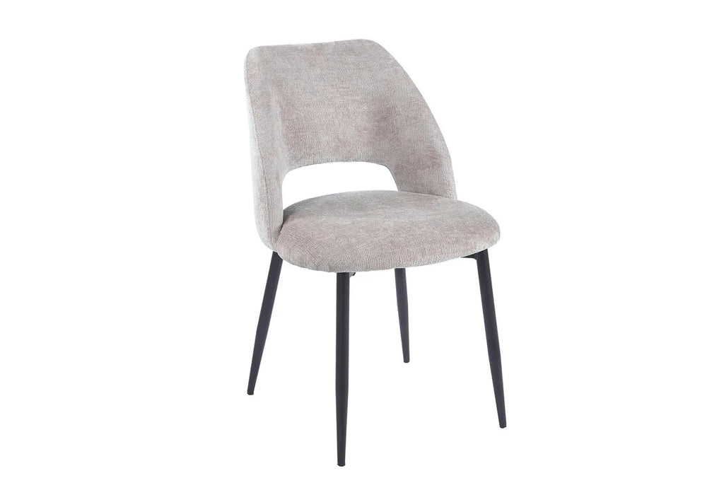 Chaise de salle à manger ARLA en tissu sable, piètement métal noir