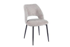 Chaise de salle à manger ARLA en tissu sable, piètement métal noir