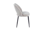 Chaise de salle à manger ARLA en tissu sable, piètement métal noir — vue de profil