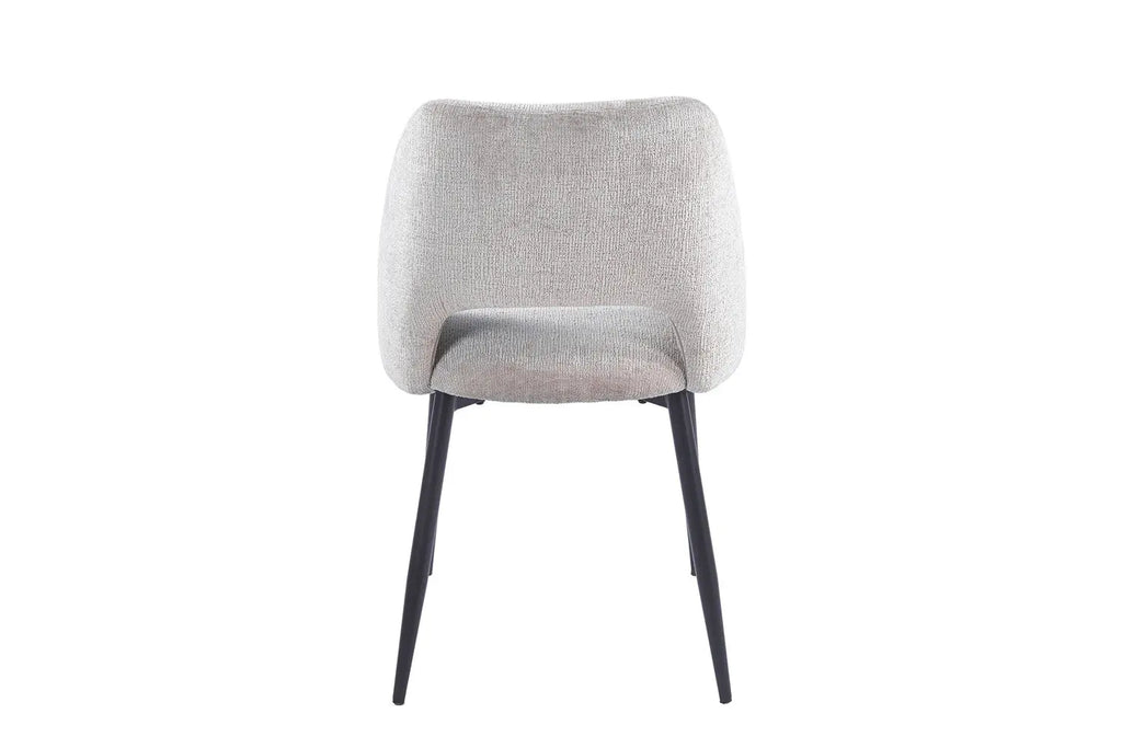 Chaise de salle à manger ARLA en tissu sable, piètement métal noir — vue de dos