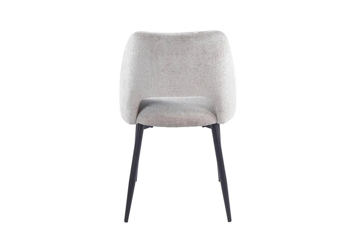 Chaise de salle à manger ARLA en tissu sable, piètement métal noir — vue de dos