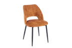 Chaise de salle à manger ARLA en tissu or, piètement métal noir