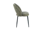 Chaise de salle à manger ARLA en tissu vert, piètement métal noir — vue de profil