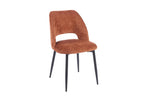 Chaise de salle à manger ARLA en tissu rouille, piètement métal noir