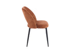 Chaise de salle à manger ARLA en tissu rouille, piètement métal noir — vue de profil