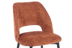 Chaise de salle à manger ARLA en tissu rouille, piètement métal noir — détail