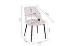 Chaise de salle à manger ARLA en tissu ecru — schéma coté : hauteur 82 cm, assise à 49 cm, profondeur d'assise 47,5 cm