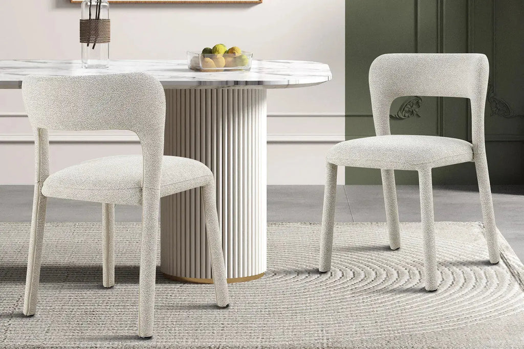 Chaise de salle à manger ELVYA Beige tissu – 51,5 x 57 cm | TIKAYLA
