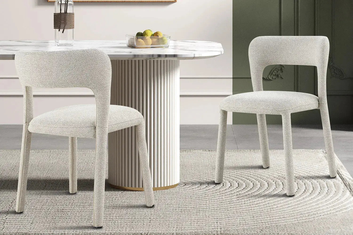 Chaise de salle à manger ELVYA Beige tissu – 51,5 x 57 cm | TIKAYLA