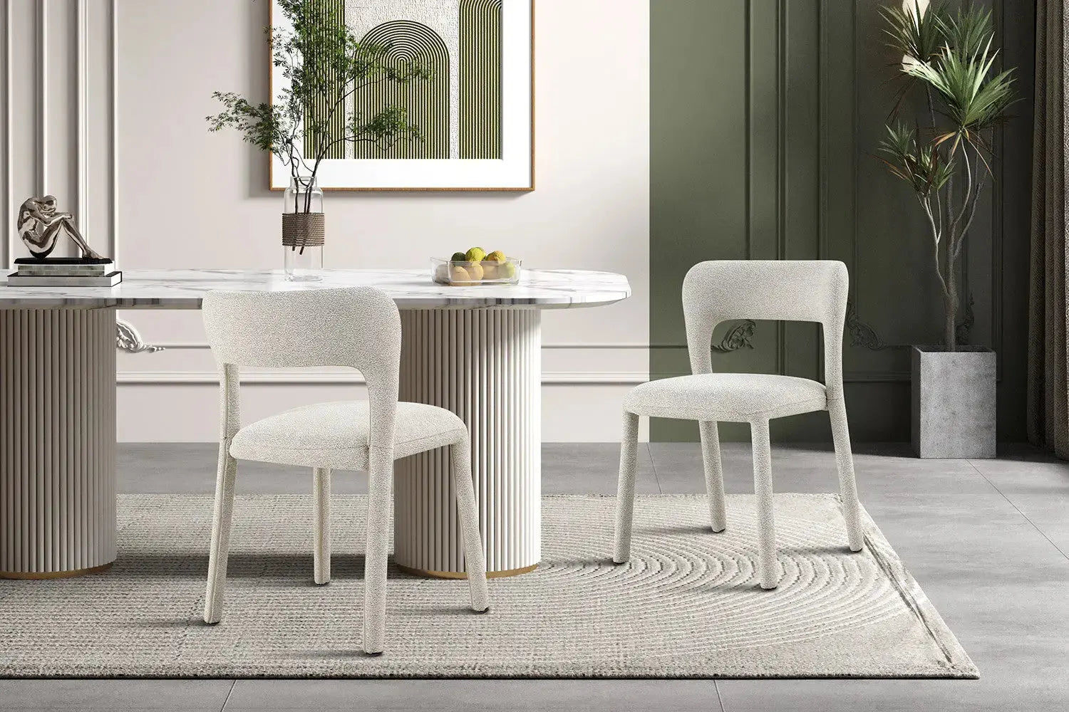 Chaise de salle à manger ELVYA Beige tissu – 51,5 x 57 cm | TIKAYLA