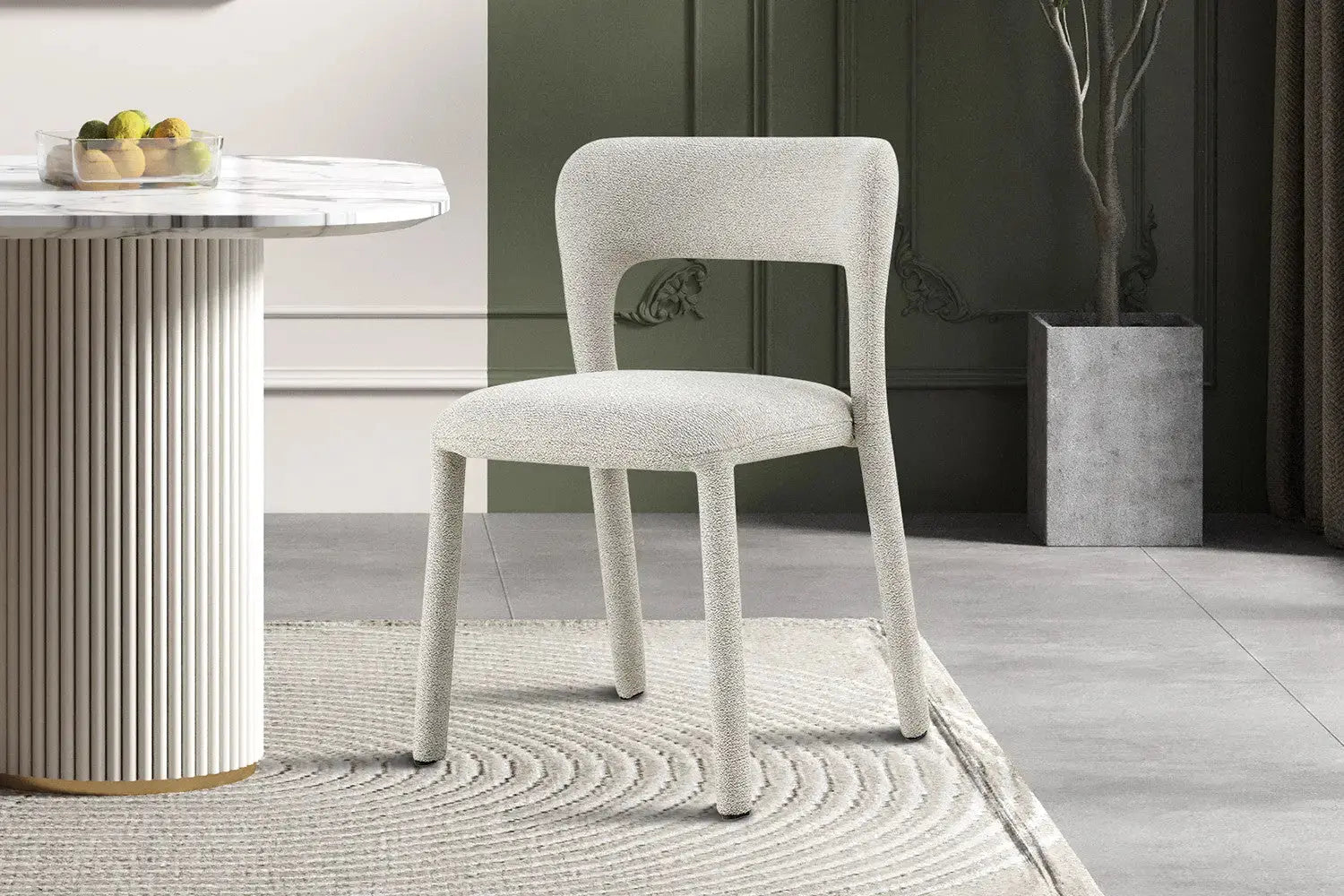 Chaise de salle à manger ELVYA Beige tissu – 51,5 x 57 cm | TIKAYLA