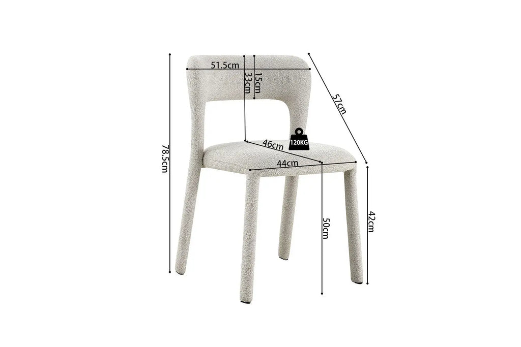 Chaise de Salle à Manger ELVYA en Tissu Beige - 51.5 x 57 cm ROUSSEAU