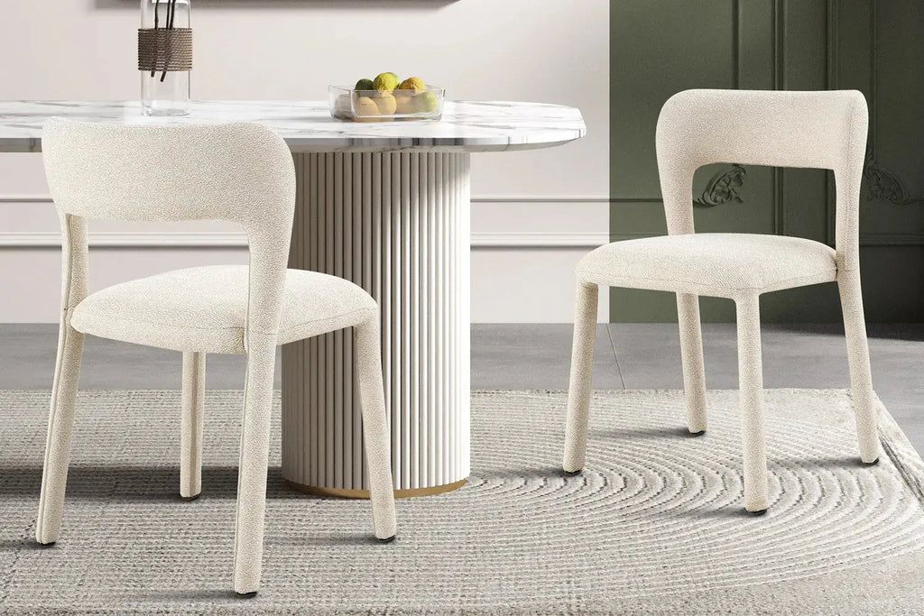 Chaise de salle à manger ELVYA Écru tissu – 51,5 x 57 cm | TIKAYLA