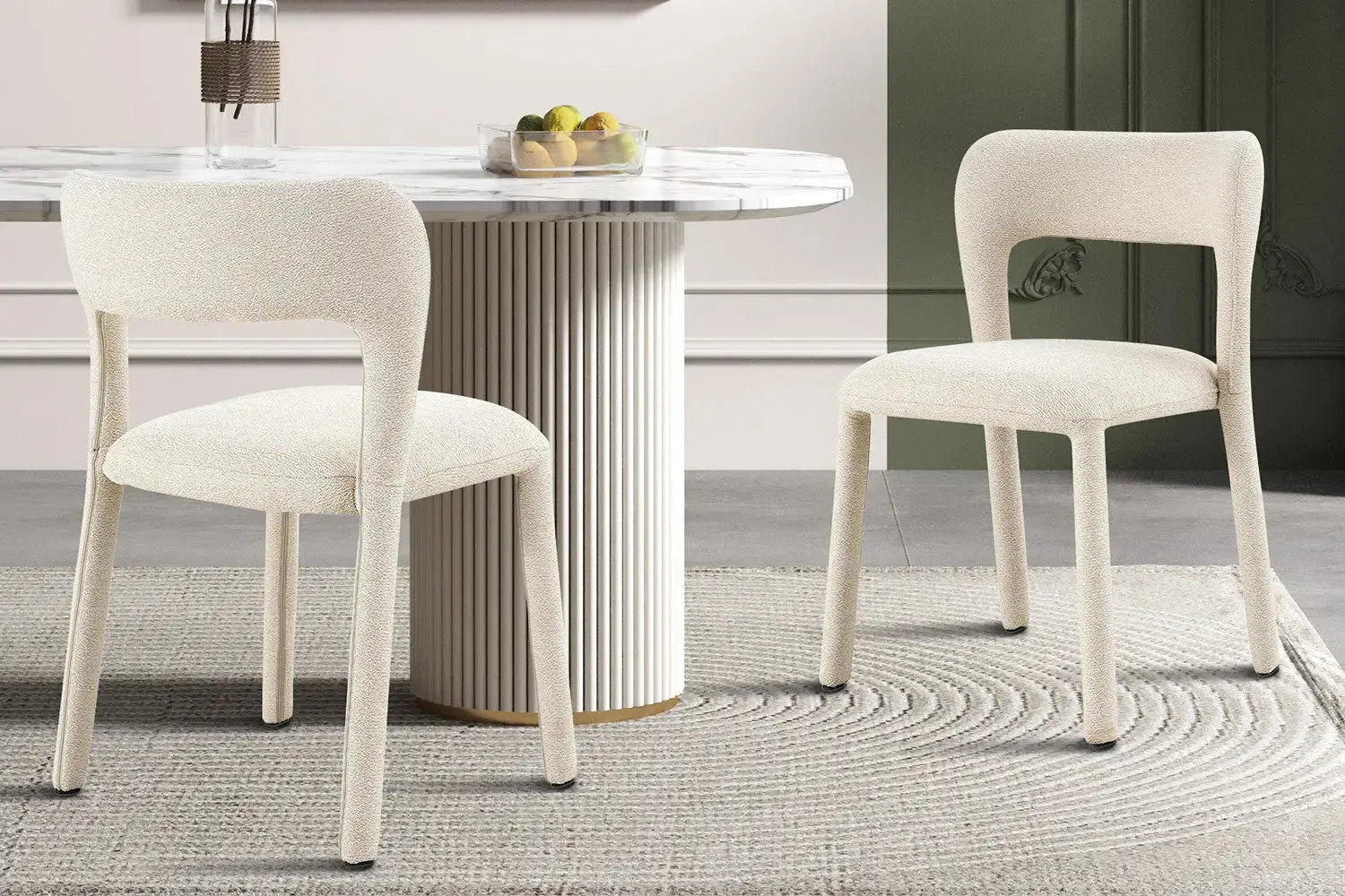 Chaise de salle à manger ELVYA Écru tissu – 51,5 x 57 cm | TIKAYLA