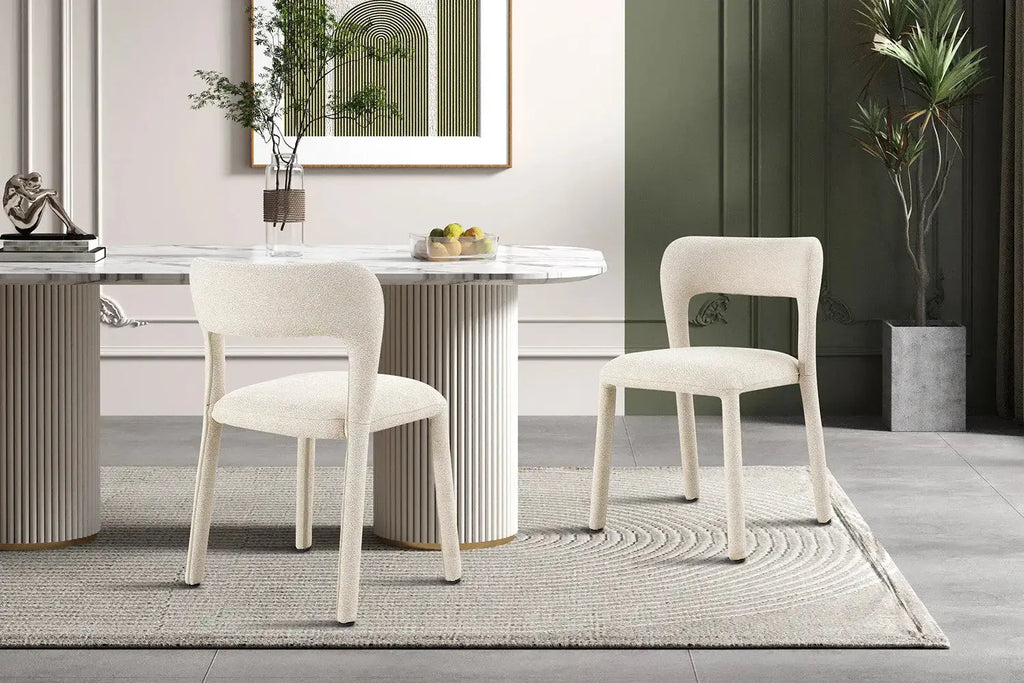 Chaise de salle à manger ELVYA Écru tissu – 51,5 x 57 cm | TIKAYLA