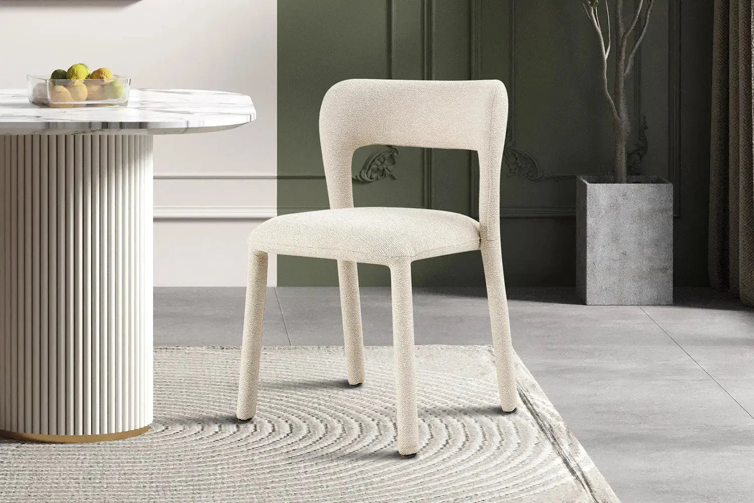 Chaise de salle à manger ELVYA Écru tissu – 51,5 x 57 cm | TIKAYLA