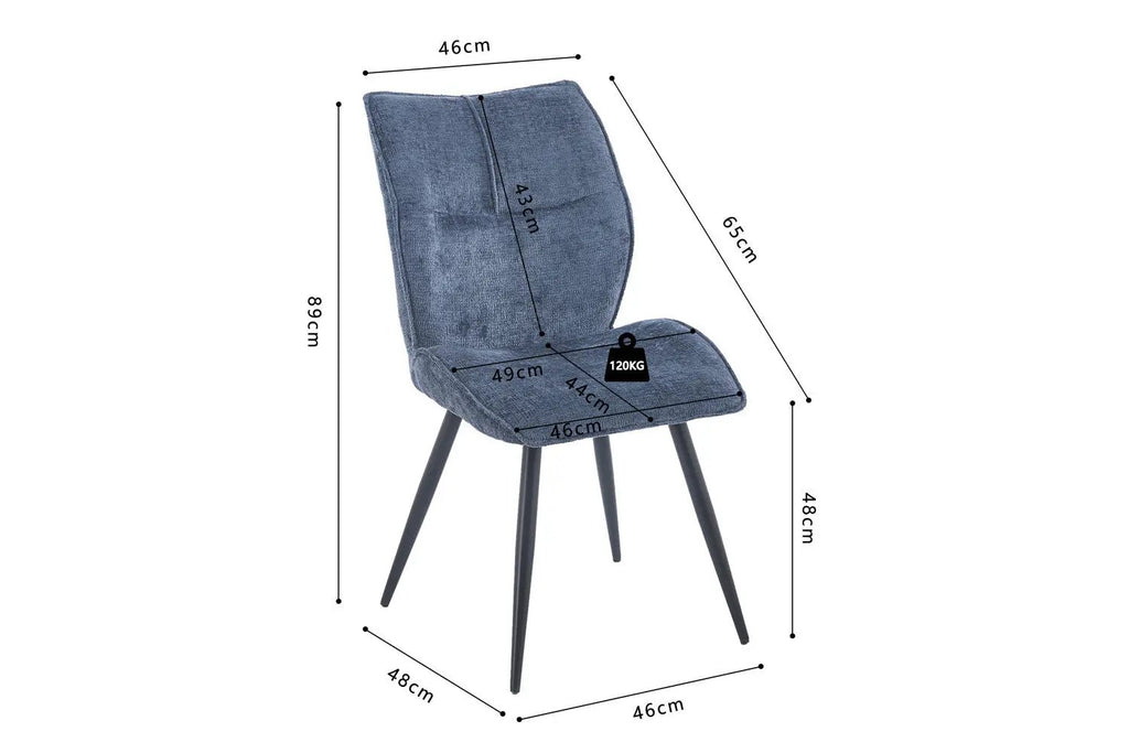 Chaise de salle à manger FAY bleu – 49 x 65 cm | TIKAYLA