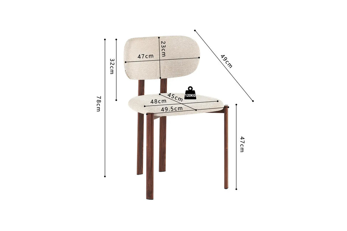 Chaise JADY — schéma coté : hauteur 78 cm, assise à 47 cm, profondeur d'assise 45 cm