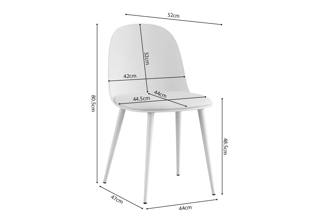 Chaise de salle à manger JASMYN blanc – 51 x 44 cm | TIKAYLA