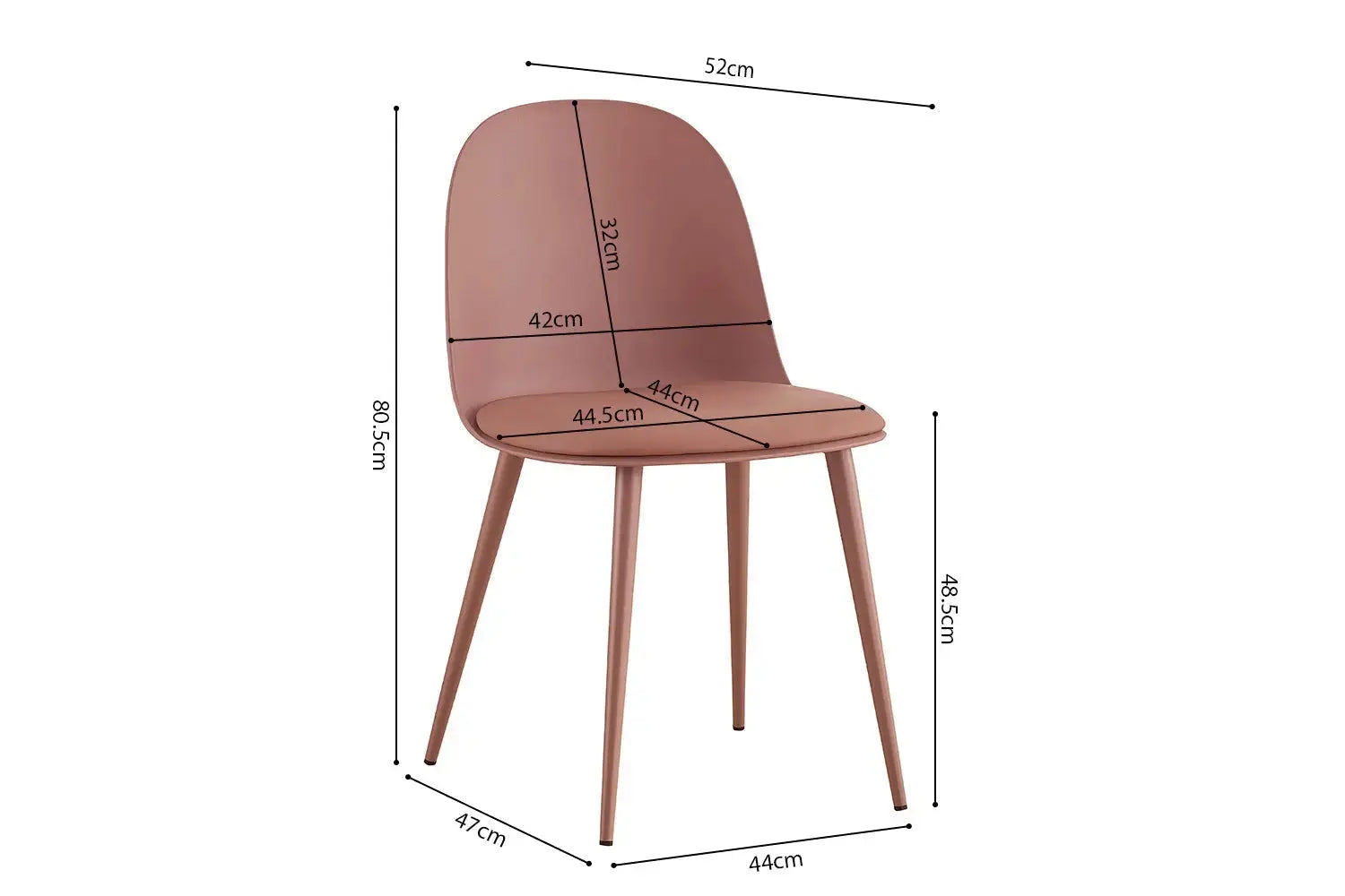 Chaise de salle à manger JASMYN terracotta – 51 x 44 cm | TIKAYLA