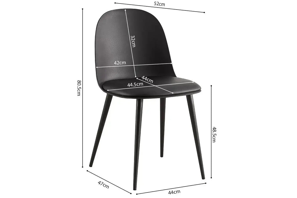 Chaise de salle à manger JASMYN noir – 51 x 44 cm | TIKAYLA