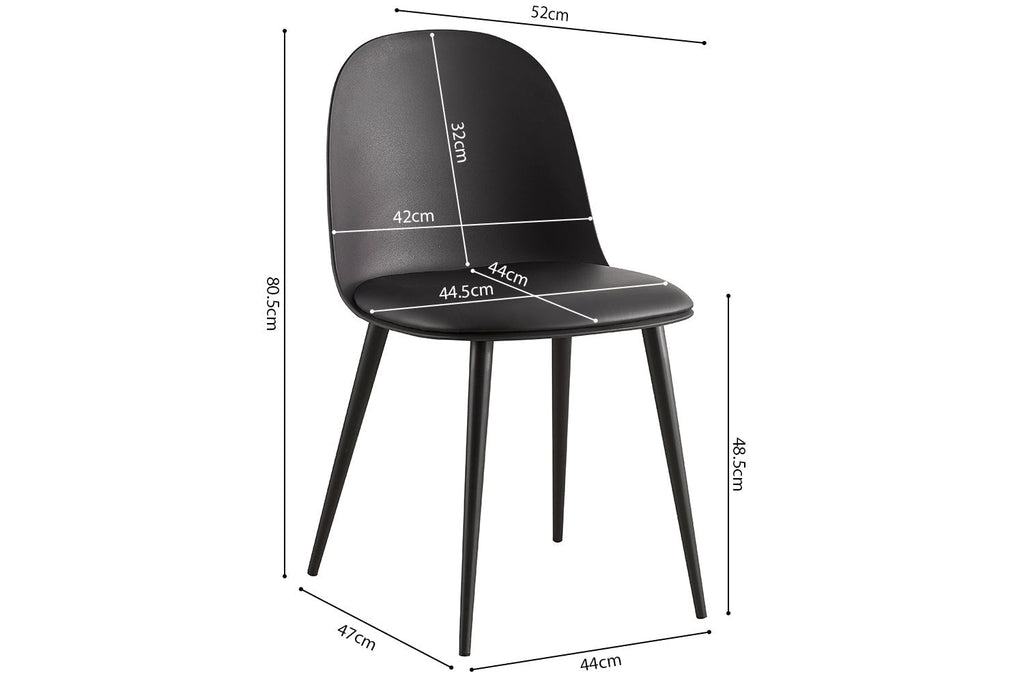Chaise de salle à manger JASMYN noir – 51 x 44 cm | TIKAYLA