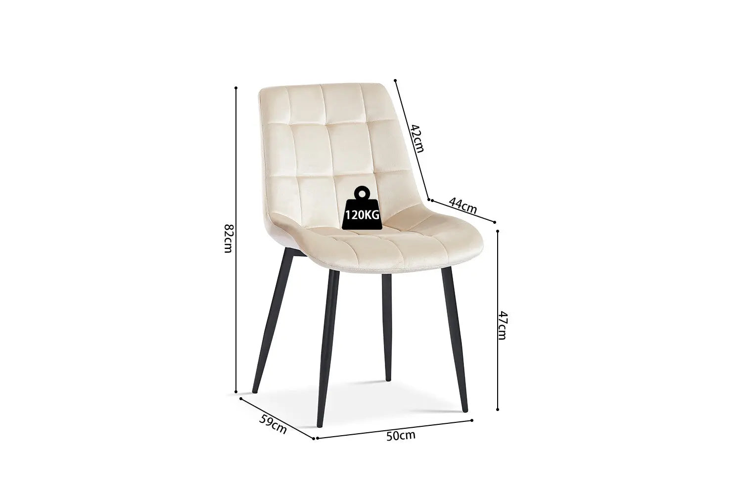 Chaise de salle à manger JULIA Beige velours – 50 x 59 cm | TIKAYLA