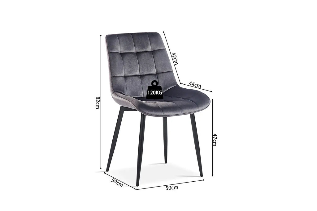 Chaise de salle à manger JULIA Taupe velours – 50 x 59 cm | TIKAYLA