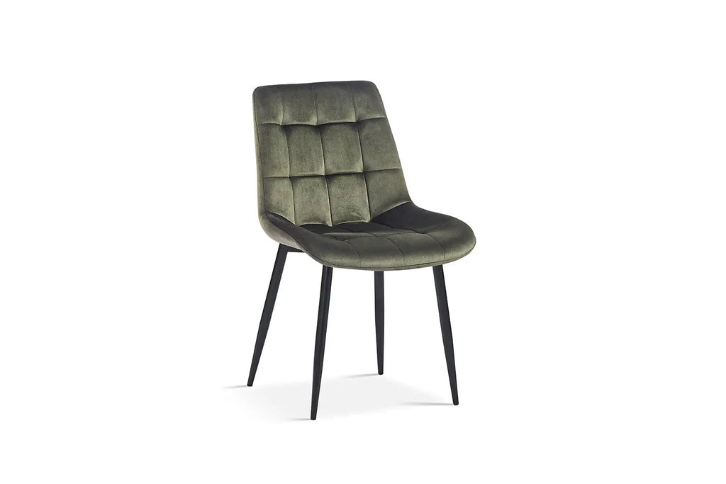 Chaise de salle à manger JULIA Vert velours – 50 x 59 cm | TIKAYLA