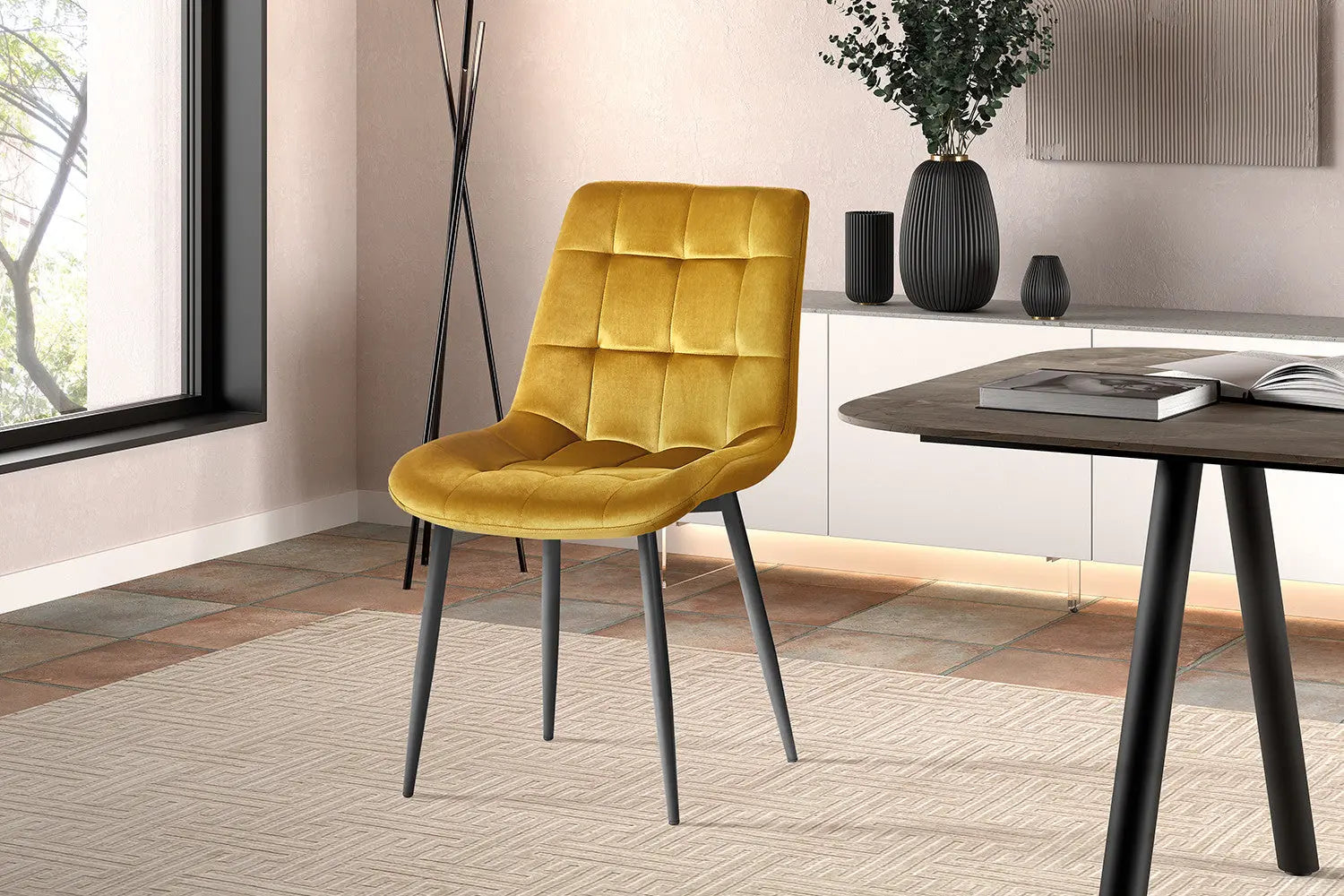 Chaise de salle à manger JULIA Or velours – 50 x 59 cm | TIKAYLA