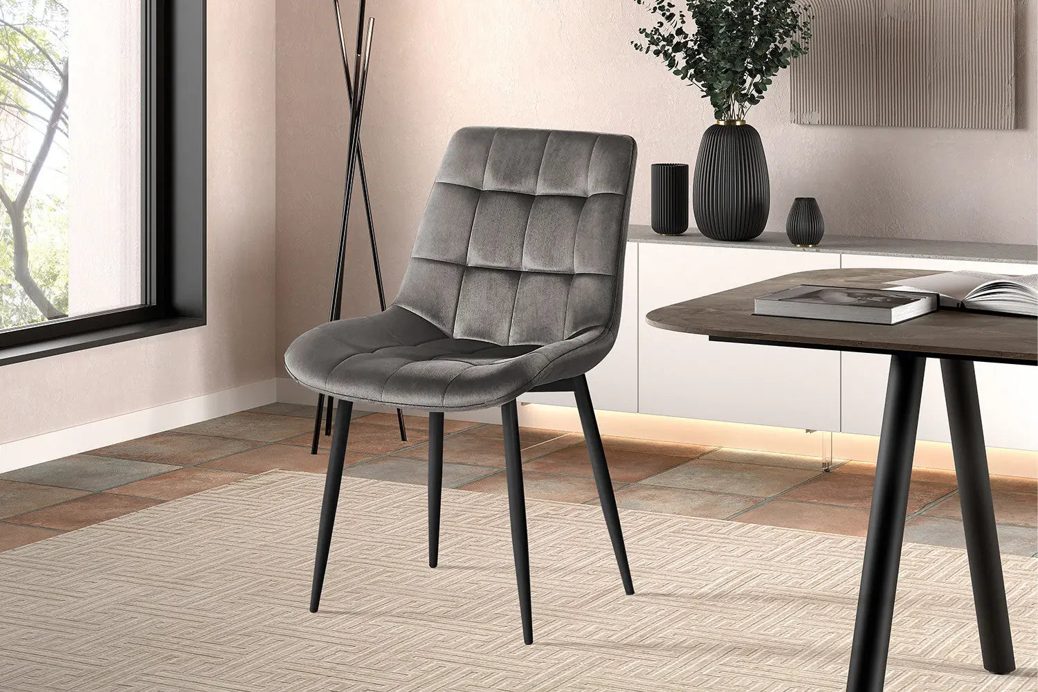 Chaises de Salle à Manger JULIA Velours - 50 x 59 cm ROUSSEAU