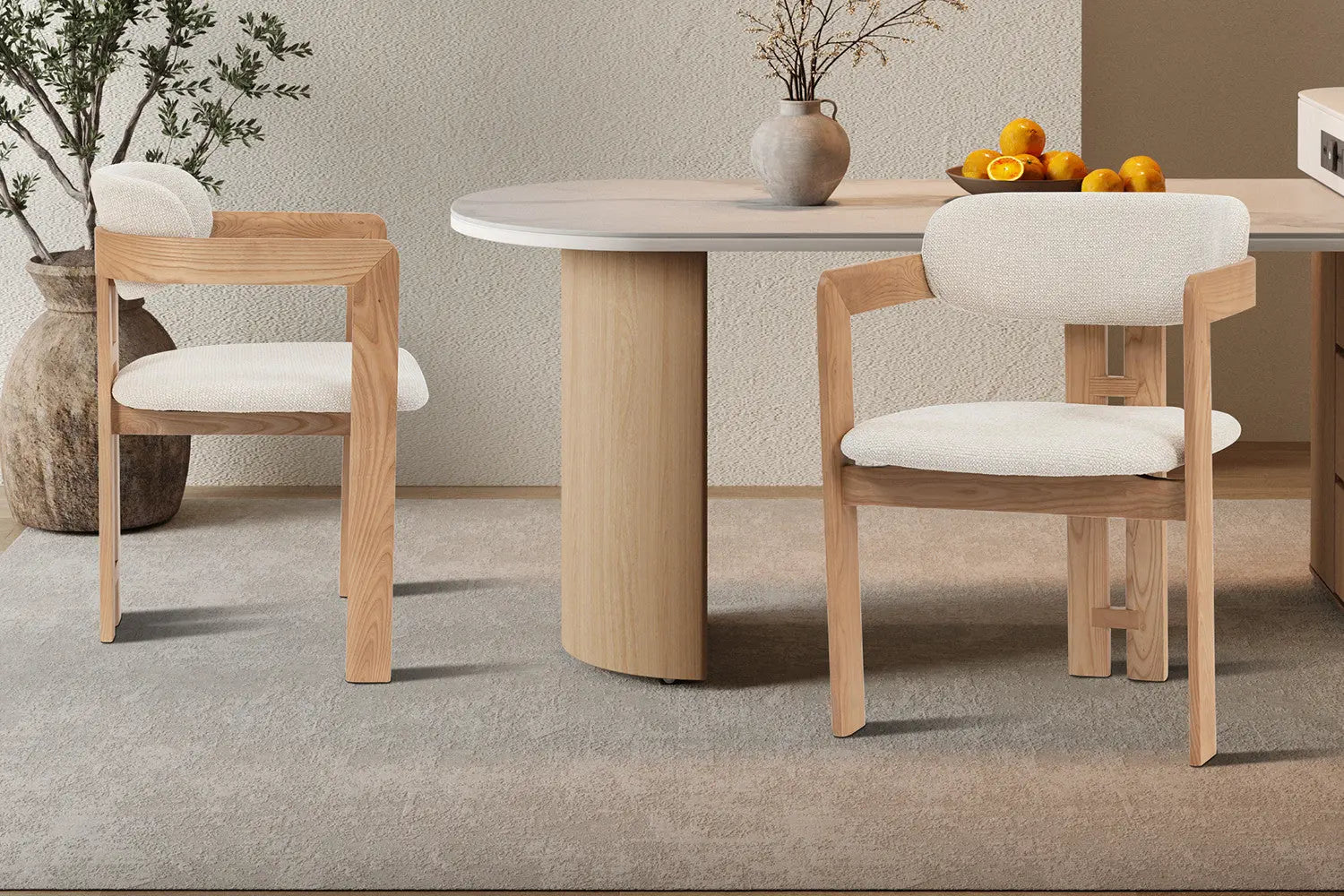 Chaise de salle à manger KAMELIA en bois de frêne naturel – 56 x 52 cm | TIKAYLA