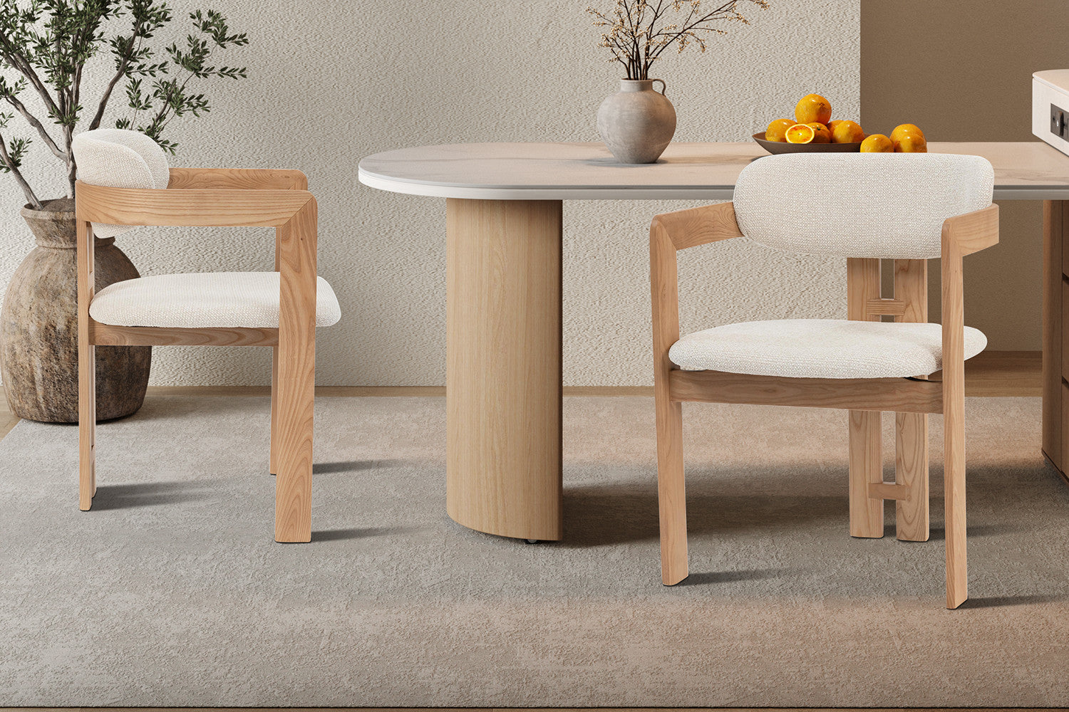 Chaise de salle à manger KAMELIA en bois de frêne naturel – 56 x 52 cm | TIKAYLA