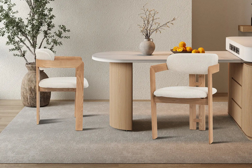 Chaise de salle à manger KAMELIA en bois de frêne naturel – 56 x 52 cm | TIKAYLA